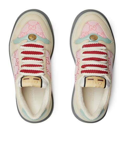 gucci distressed sneakers pink|gucci screener sneakers women's.